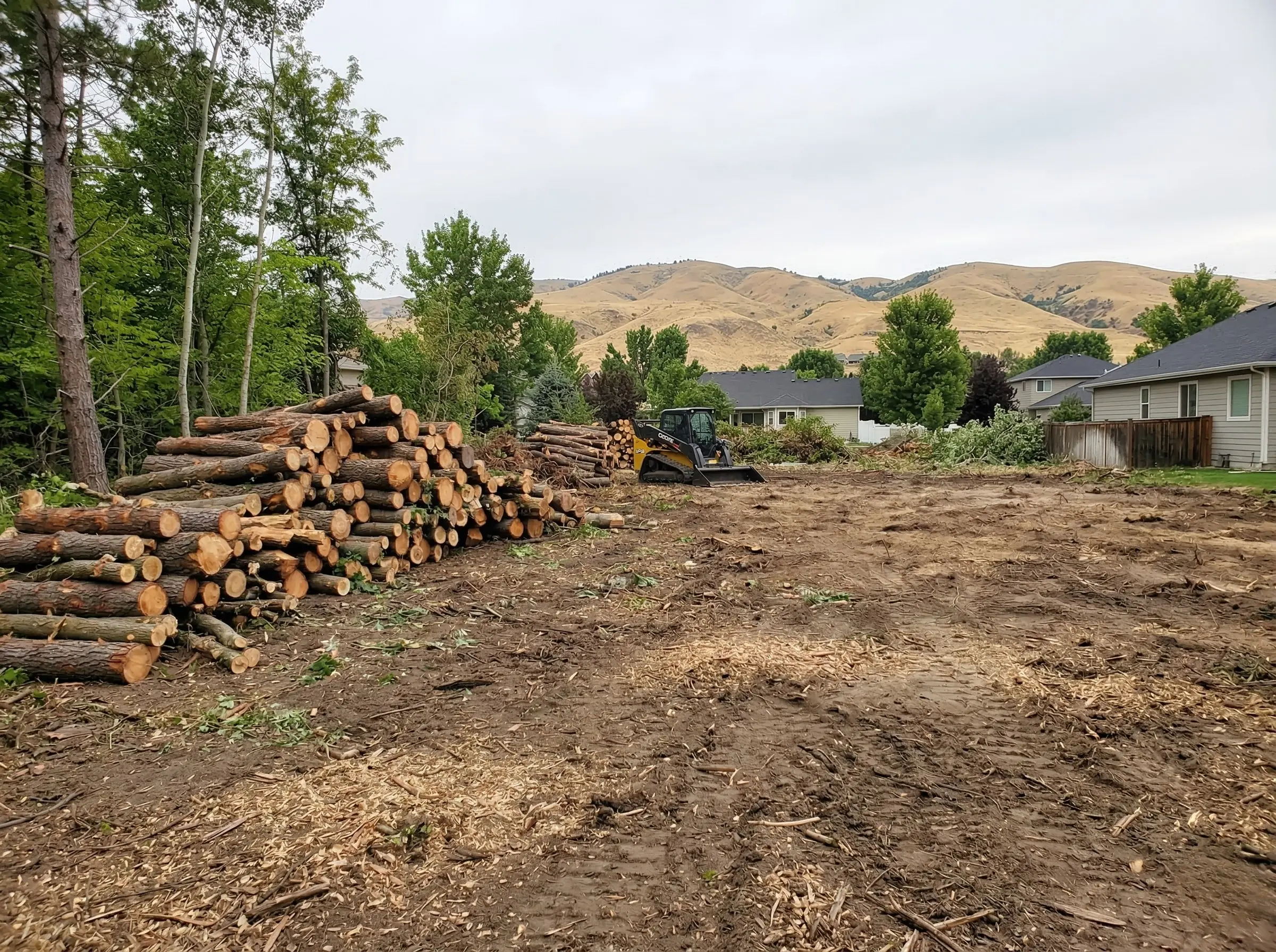 Cleared residential lot after tree and brush removal in Boise Idaho
